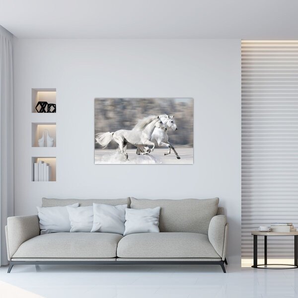 Slika - Bijeli konji zimi (90x60 cm)