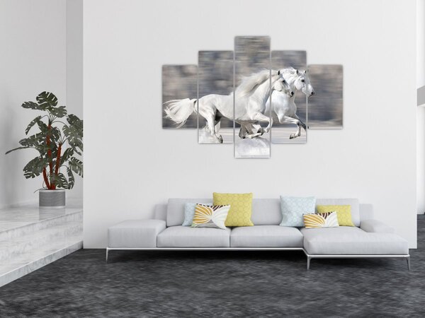 Slika - Bijeli konji zimi (150x105 cm)