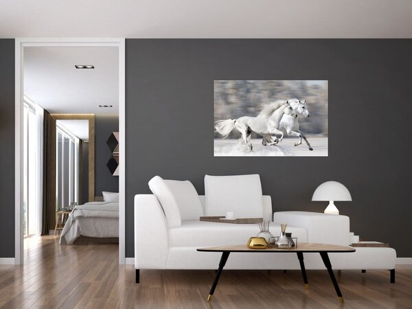 Slika - Bijeli konji zimi (90x60 cm)