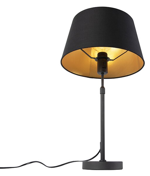 Stolna svjetiljka crna s abažurom crnim sa zlatom 35 cm - Parte