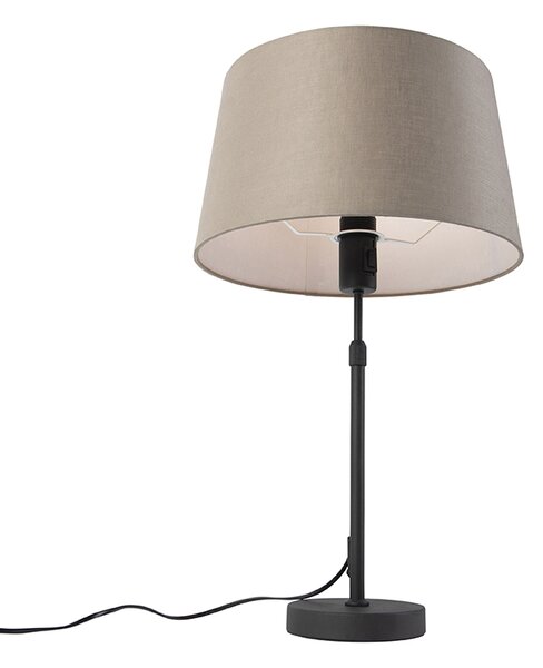 Stolna svjetiljka crna s platnenim sjenilom taupe 35 cm podesiv - Parte