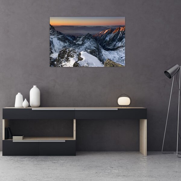 Slika - Izlazak sunca u planinama (90x60 cm)