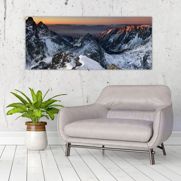 Slika - Izlazak sunca u planinama (120x50 cm)