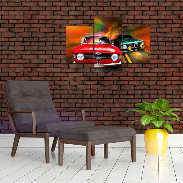 Slika - Retro trkaći automobili (90x60 cm)