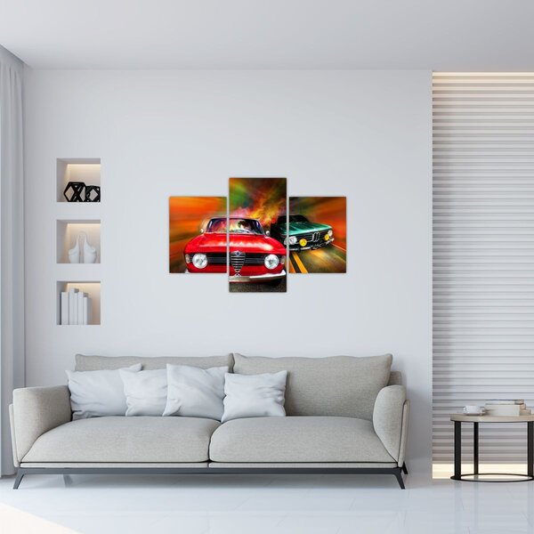 Slika - Retro trkaći automobili (90x60 cm)