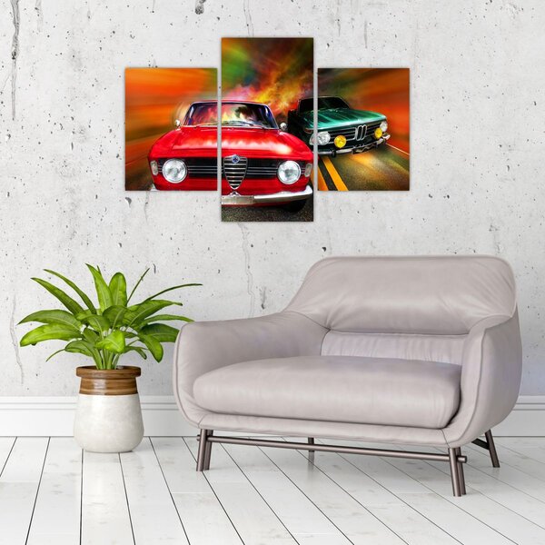 Slika - Retro trkaći automobili (90x60 cm)