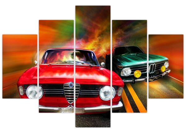 Slika - Retro trkaći automobili (150x105 cm)