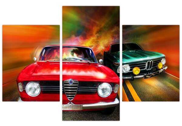 Slika - Retro trkaći automobili (90x60 cm)