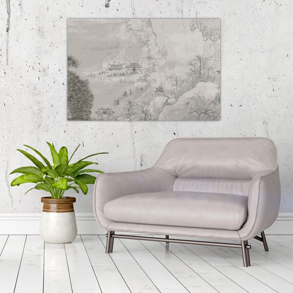 Slika - kineski krajolik (90x60 cm)