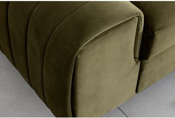 Kaki zelena baršunasti sklopiva sofa 261 cm Laurence – ELTAP