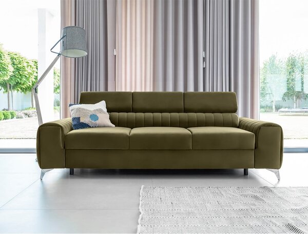 Kaki zelena baršunasti sklopiva sofa 261 cm Laurence – ELTAP