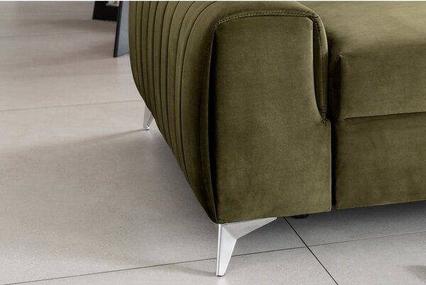 Kaki zelena baršunasti sklopiva sofa 261 cm Laurence – ELTAP