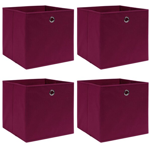 VidaXL Kutije za pohranu 4 kom tamnocrvene 32 x 32 x 32 cm od tkanine