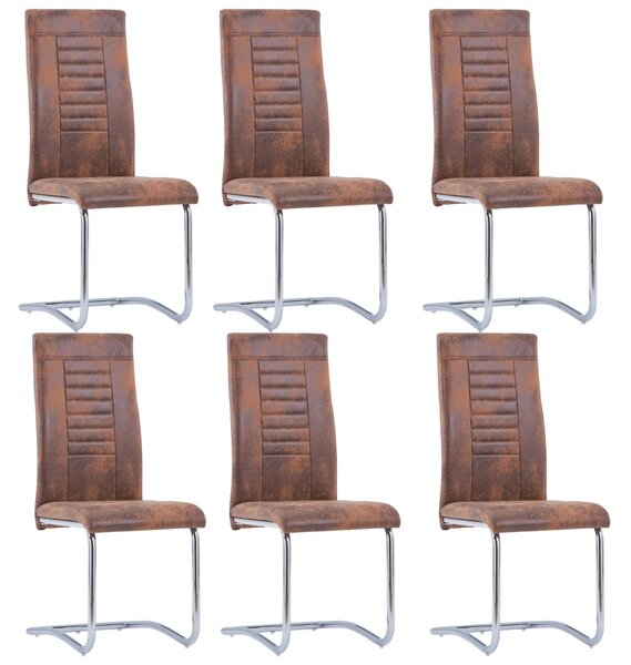 VidaXL Konzolne blagovaonske stolice smeđe 6 kom umjetna brušena koža