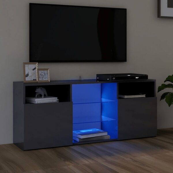 VidaXL TV ormarić s LED svjetlima visoki sjaj sivi 120 x 30 x 50 cm
