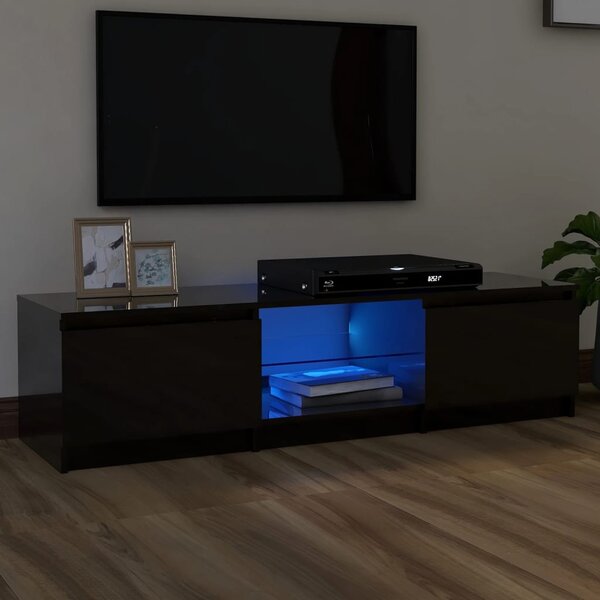 VidaXL TV ormarić s LED svjetlima visoki sjaj crni 140 x 40 x 35,5 cm
