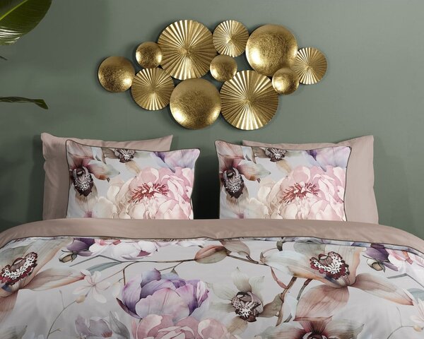 Siva/smeđa posteljina za krevet za jednu osobu/za produženi krevet od pamučnog satena 140x220 cm Colinda – Descanso
