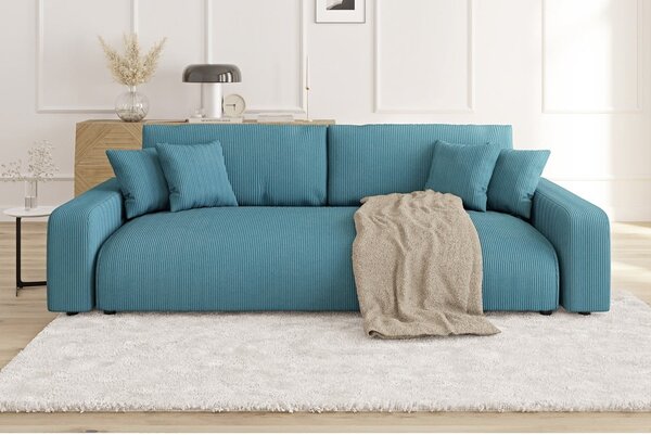 Tirkizna sklopiva/s prostorom za odlaganje sofa od samta 234 cm Sara – Ropez