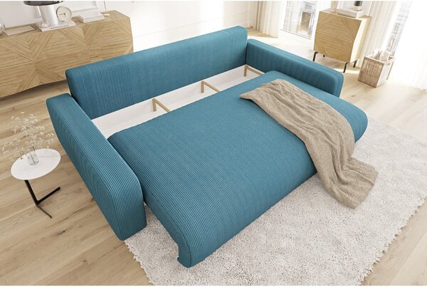 Tirkizna sklopiva/s prostorom za odlaganje sofa od samta 234 cm Sara – Ropez