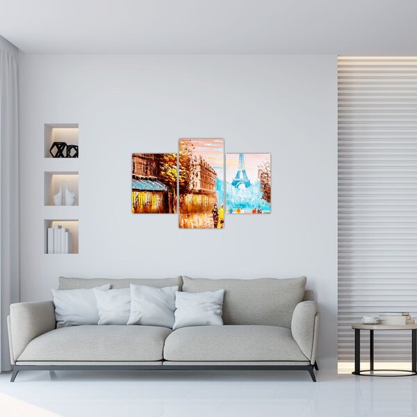 Slika - Kišno vrijeme i Eiffelov toranj (90x60 cm)