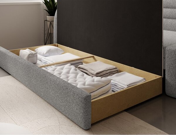 Siva sklopiva/s prostorom za odlaganje sofa od bouclé tkanine s lijevim kutom 223 cm Fabillo – ELTAP