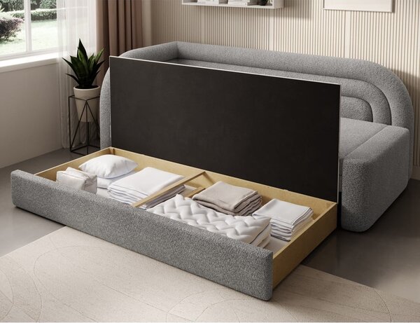 Siva sklopiva/s prostorom za odlaganje sofa od bouclé tkanine s lijevim kutom 223 cm Fabillo – ELTAP