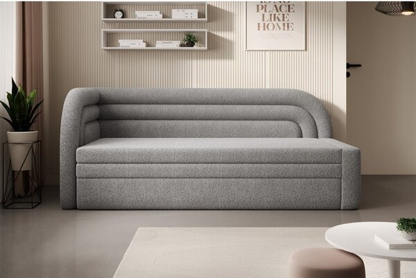 Siva sklopiva/s prostorom za odlaganje sofa od bouclé tkanine s lijevim kutom 223 cm Fabillo – ELTAP