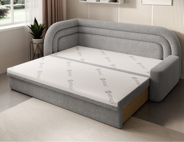 Siva sklopiva/s prostorom za odlaganje sofa od bouclé tkanine s lijevim kutom 223 cm Fabillo – ELTAP