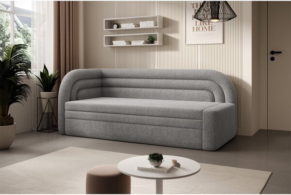 Siva sklopiva/s prostorom za odlaganje sofa od bouclé tkanine s lijevim kutom 223 cm Fabillo – ELTAP
