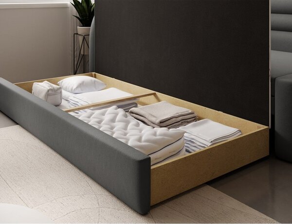 Smeđe-siva baršunasti sklopiva/s prostorom za odlaganje sofa s desnim kutom 223 cm Fabillo – ELTAP