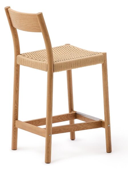 Barska stolica od punog hrasta u prirodnoj boji (visine sjedala 65 cm) Yalia – Kave Home