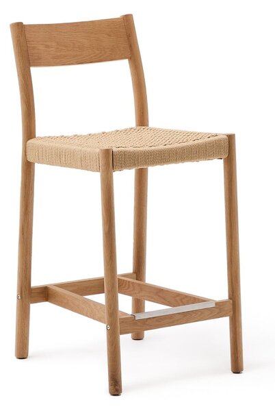 Barska stolica od punog hrasta u prirodnoj boji (visine sjedala 65 cm) Yalia – Kave Home