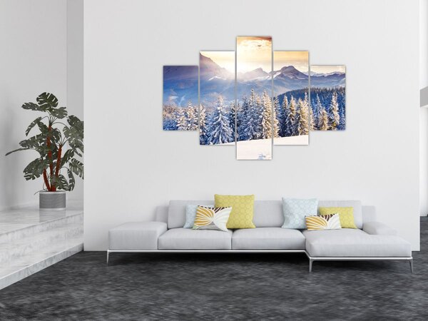 Slika - Planinski krajolik zimi (150x105 cm)