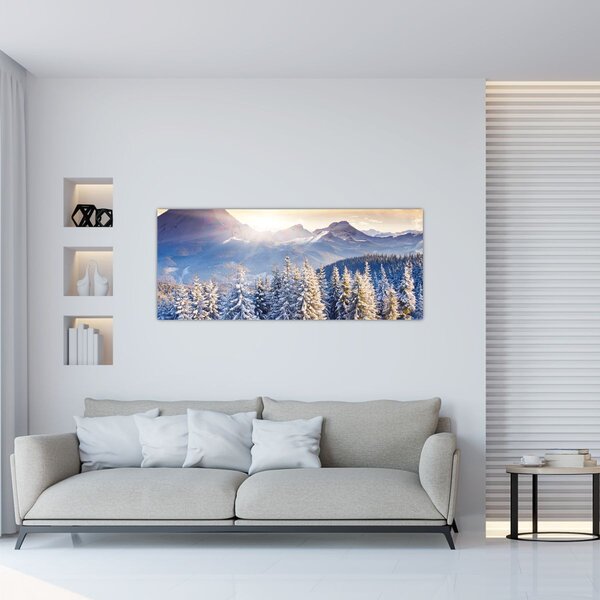 Slika - Planinski krajolik zimi (120x50 cm)