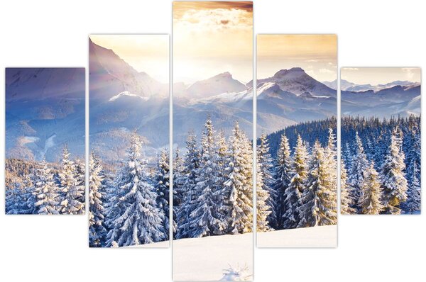 Slika - Planinski krajolik zimi (150x105 cm)