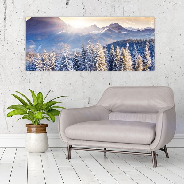 Slika - Planinski krajolik zimi (120x50 cm)