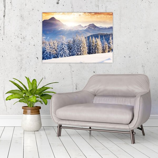 Slika - Planinski krajolik zimi (70x50 cm)