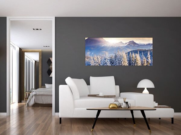 Slika - Planinski krajolik zimi (120x50 cm)