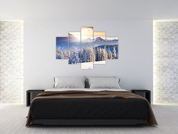 Slika - Planinski krajolik zimi (150x105 cm)