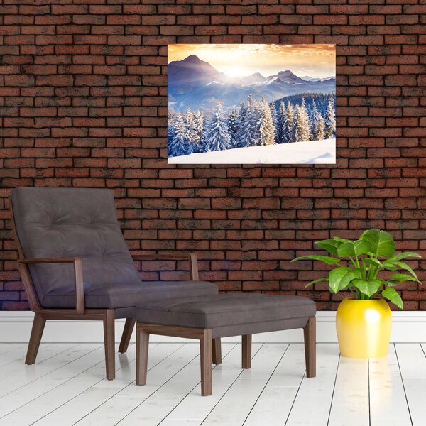 Slika - Planinski krajolik zimi (70x50 cm)
