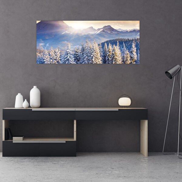 Slika - Planinski krajolik zimi (120x50 cm)