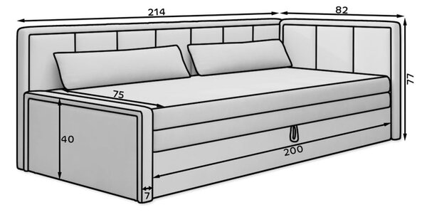 Tamno siva sklopiva/s prostorom za odlaganje sofa od šenila 214 cm Fulgeo – ELTAP