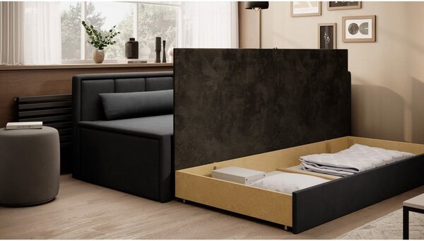 Tamno siva sklopiva/s prostorom za odlaganje sofa od šenila 214 cm Fulgeo – ELTAP
