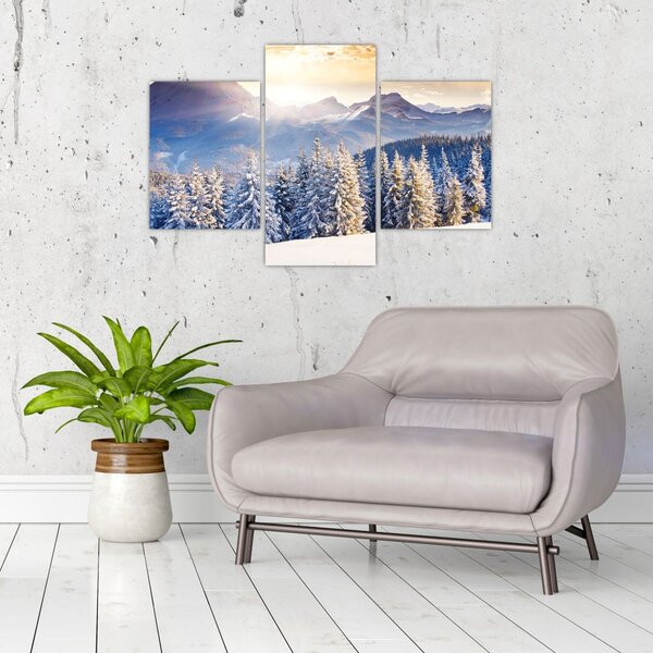 Slika - Planinski krajolik zimi (90x60 cm)