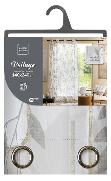 Siva prozirna zavjesa od voila 140x240 cm Roseris – douceur d'intérieur