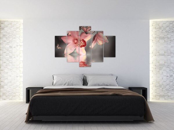 Slika - Cvijeće i leptir (150x105 cm)