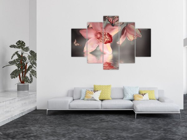 Slika - Cvijeće i leptir (150x105 cm)