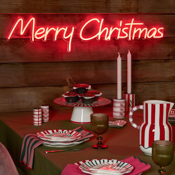 Božićna zidna svjetiljka neon crvena - Merry Christmas