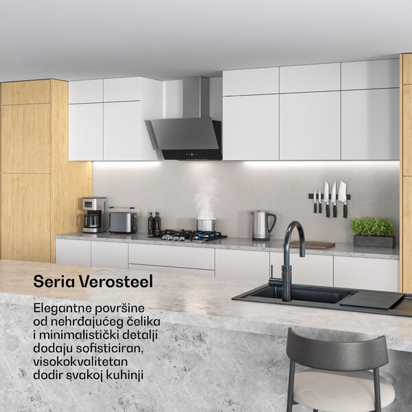 Klarstein Verosteel napa, Elegantna, minimalistička, snažna, Energetska klasa A, 624 m³/h, 60 cm