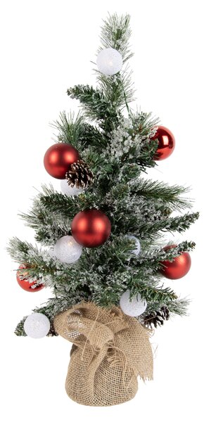 Božićno drvce bijelo s crvenim 60 cm uklj. LED s mjeračem vremena - Jack